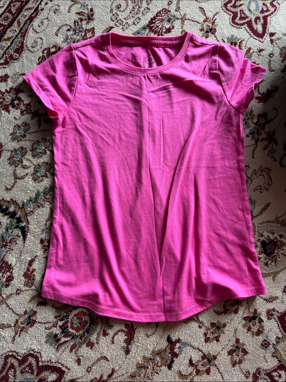 Girls Bright Pink Short Sleeve Scoop Neck Top